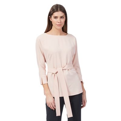 Pale pink belted kimono top